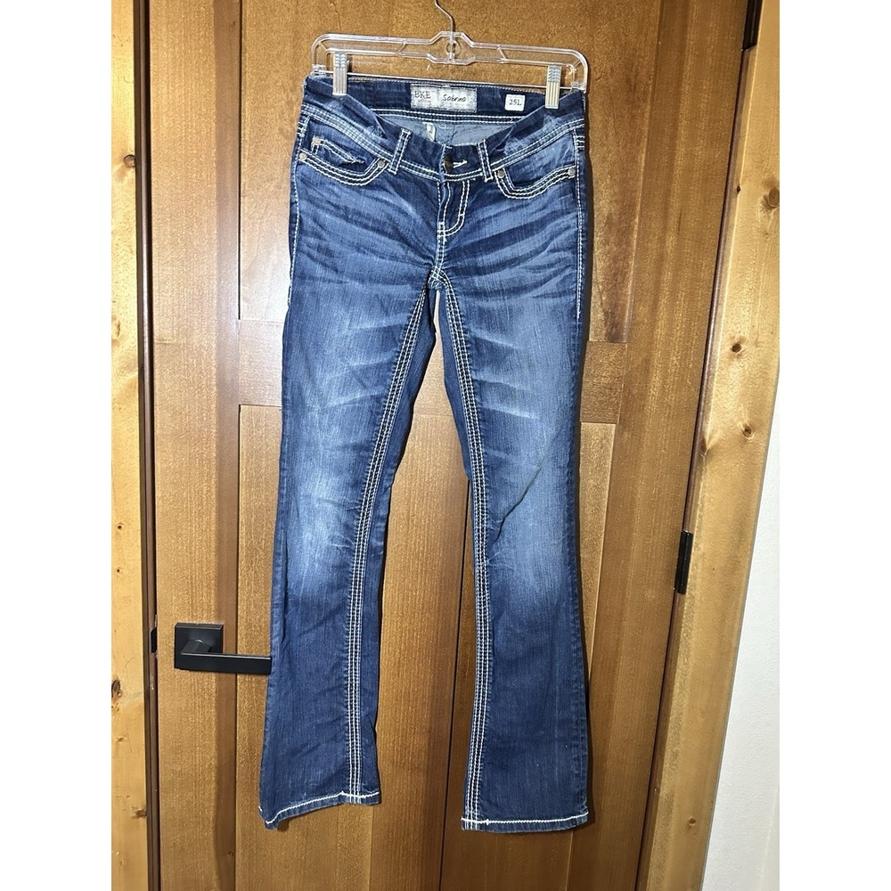 BKE Sabrina Jeans Womens 25L Blue Stretch Skinny Jeans Flap Pocket Medium Wash‎ - Picture 2 of 5